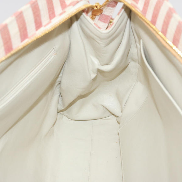 CHANEL Matelasse Chain Shoulder Bag Canvas White Red CC Auth 69059SAV