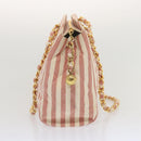 CHANEL Matelasse Chain Shoulder Bag Canvas White Red CC Auth 69059SAV-3