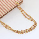 CHANEL Matelasse Chain Shoulder Bag Canvas White Red CC Auth 69059SAV-7