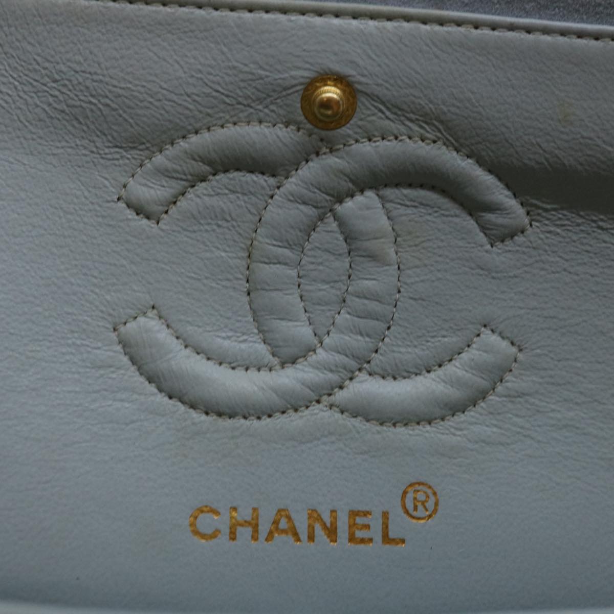 CHANEL Matelasse Chain Shoulder Bag Suede Light Blue CC Auth 69060A