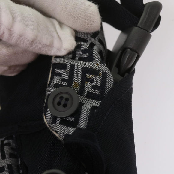 FENDI Baby Carrier Zucchino Canvas Shoulder Bag Black Auth 69064V