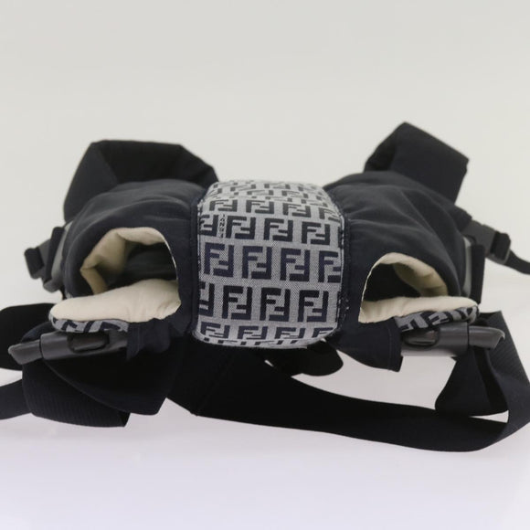 FENDI Baby Carrier Zucchino Canvas Shoulder Bag Black Auth 69064V