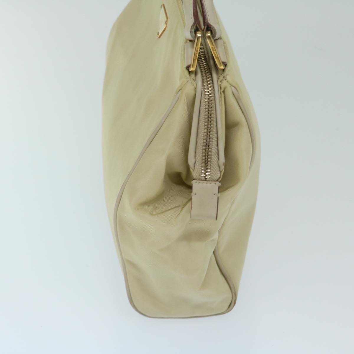 PRADA Hand Bag Nylon Beige Auth 69075