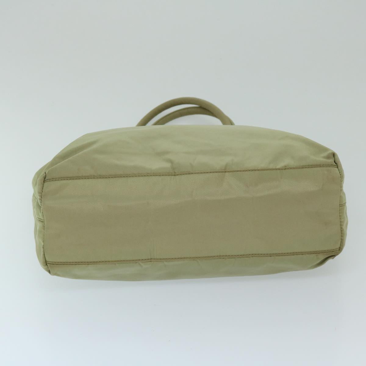 PRADA Hand Bag Nylon Beige Auth 69076