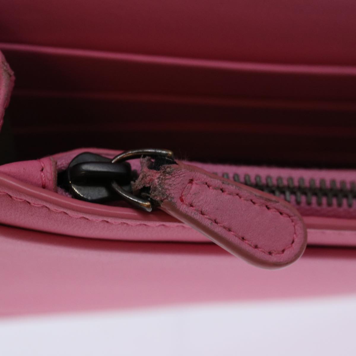 BOTTEGAVENETA INTRECCIATO Chain Shoulder Bag Leather Pink Auth 69077
