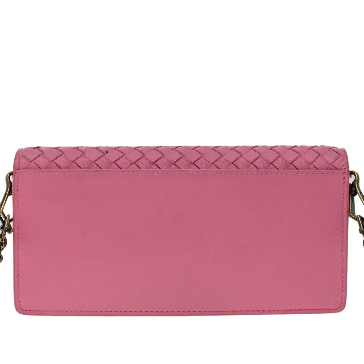 BOTTEGAVENETA INTRECCIATO Chain Shoulder Bag Leather Pink Auth 69077 - 0
