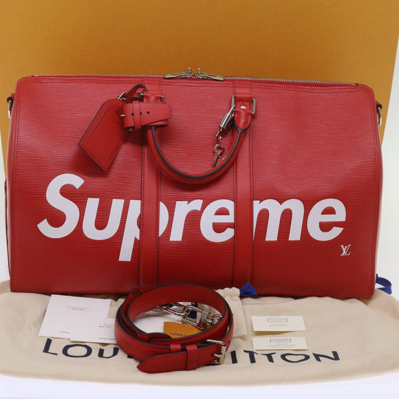 LOUIS VUITTON Epi Supreme Keepall Bandouliere 45 Bag Red M53419 LV Auth 69102SM