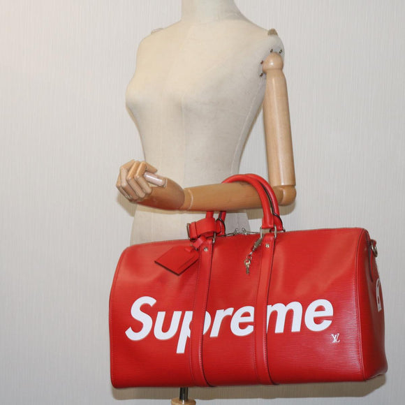 LOUIS VUITTON Epi Supreme Keepall Bandouliere 45 Bag Red M53419 LV Auth 69102SM