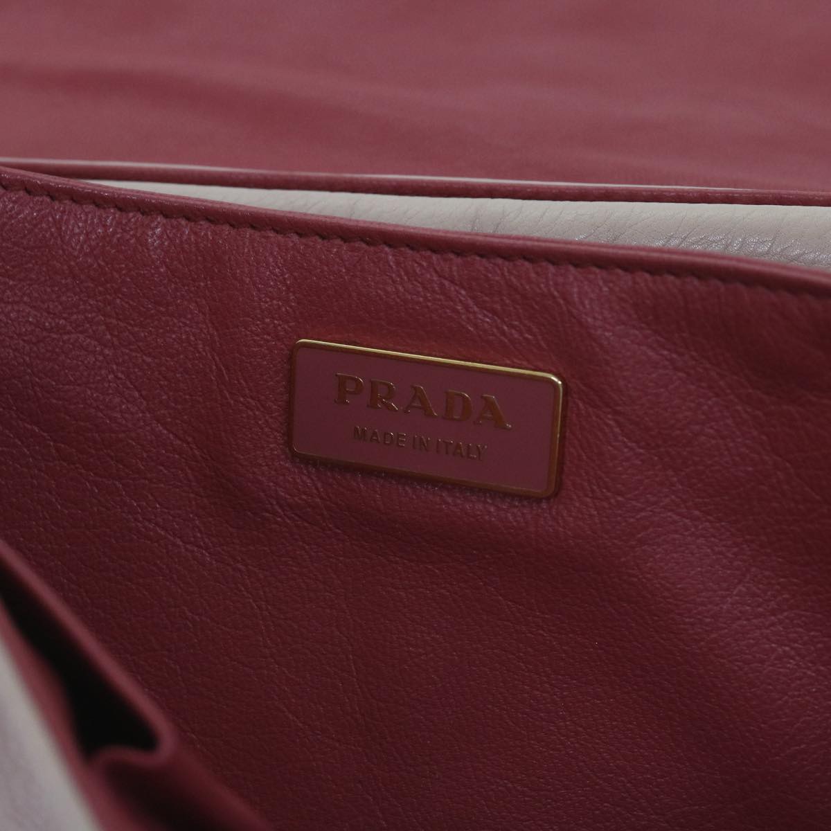 PRADA Chain Shoulder Bag Leather Pink Auth 69107