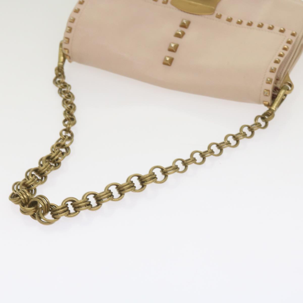 PRADA Chain Shoulder Bag Leather Pink Auth 69107