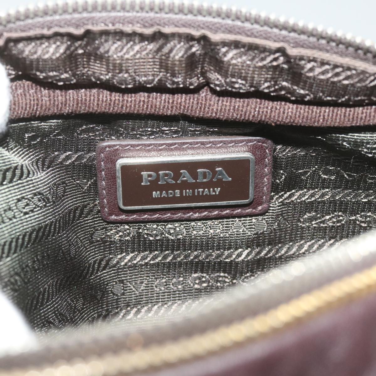 PRADA Ribbon Shoulder Bag Leather Orange Brown Auth 69111