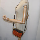 PRADA Ribbon Shoulder Bag Leather Orange Brown Auth 69111-24