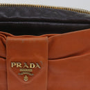 PRADA Ribbon Shoulder Bag Leather Orange Brown Auth 69111-2