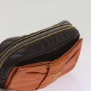 PRADA Ribbon Shoulder Bag Leather Orange Brown Auth 69111-6