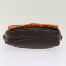 PRADA Ribbon Shoulder Bag Leather Orange Brown Auth 69111-7