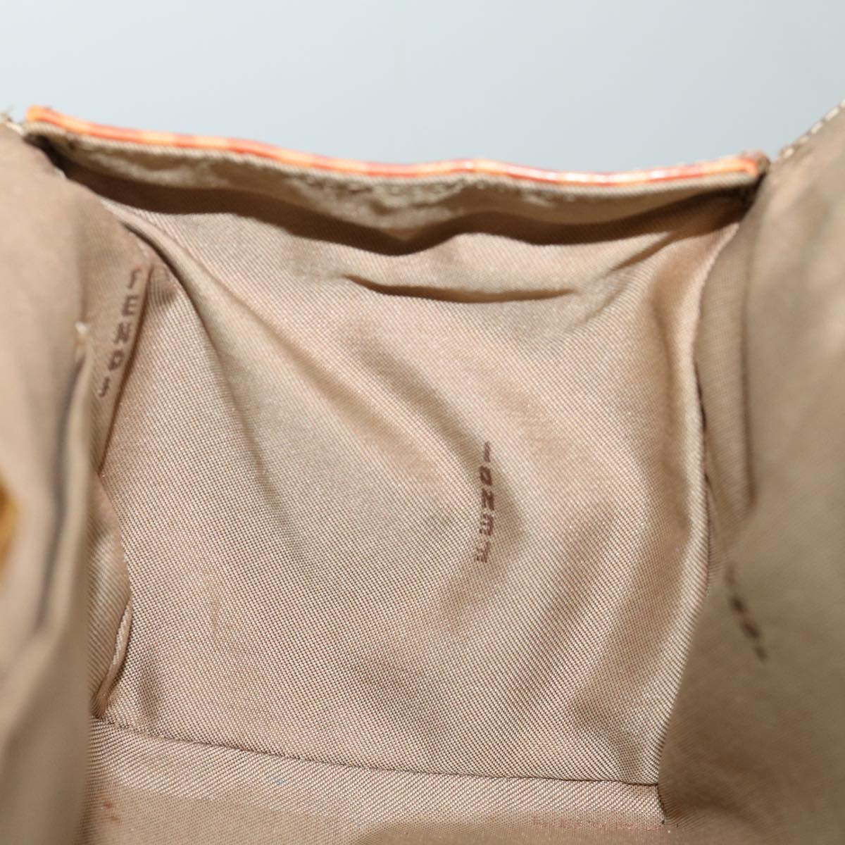 FENDI Zucchino Canvas Mamma Baguette Shoulder Bag Orange Auth 69113
