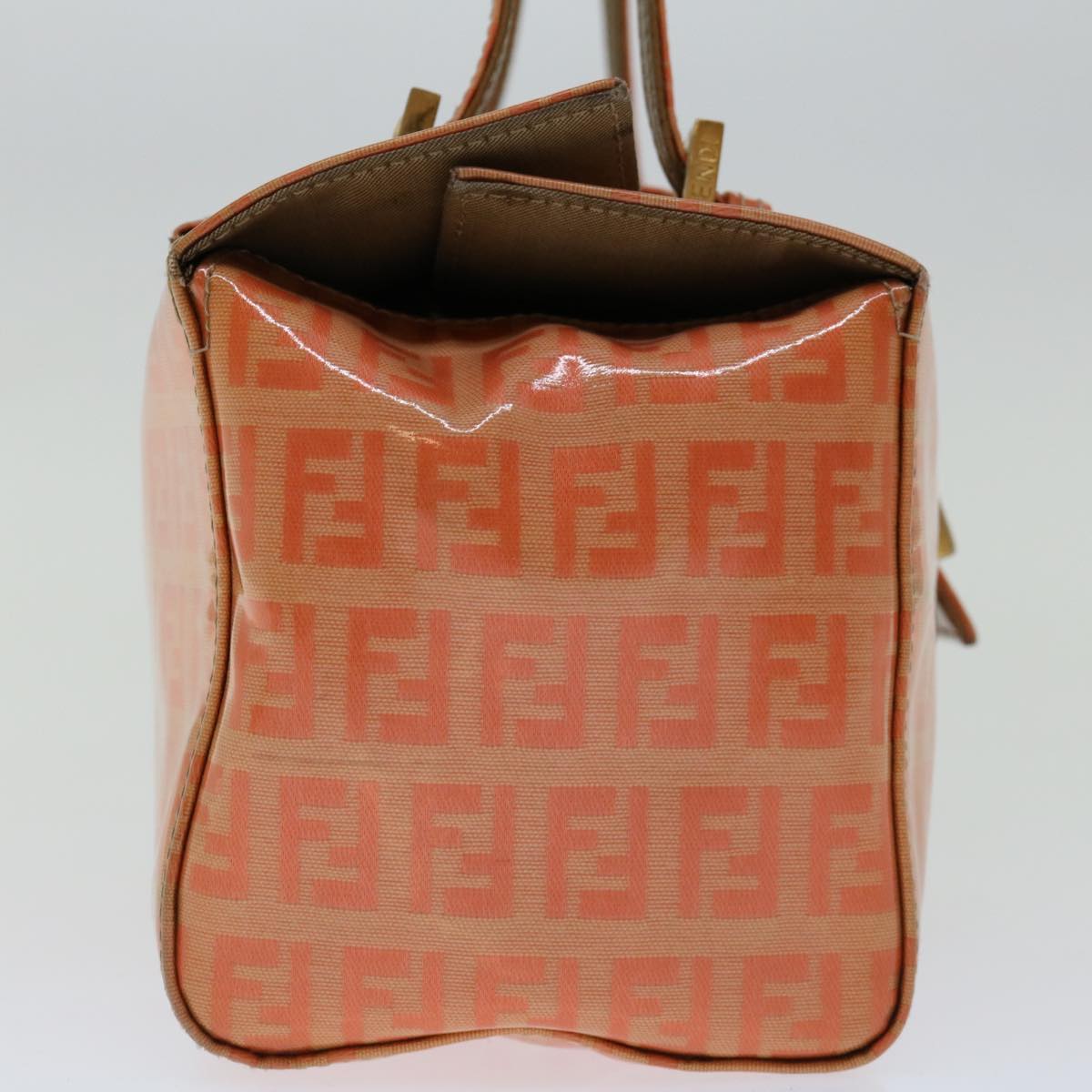 FENDI Zucchino Canvas Mamma Baguette Shoulder Bag Orange Auth 69113