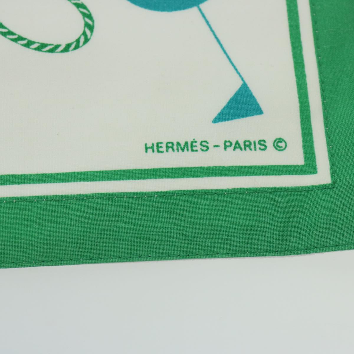 HERMES Place Mat Canvas 5 pieces set Green White Auth 69124