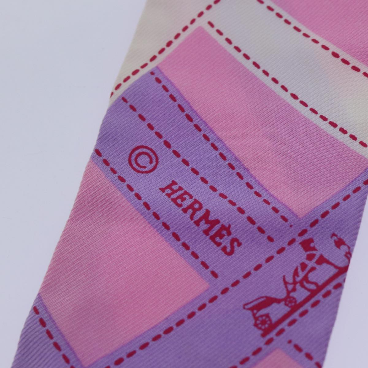 HERMES Twilly Scarf Silk Pink Auth 69128