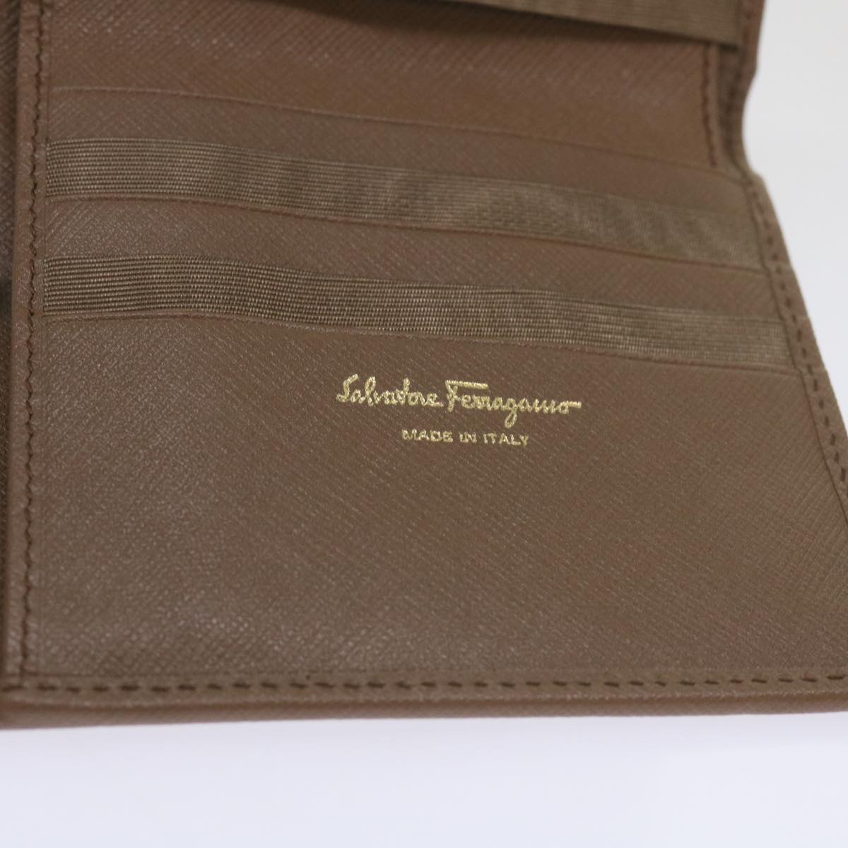 Salvatore Ferragamo Wallet Leather Brown Auth 69131