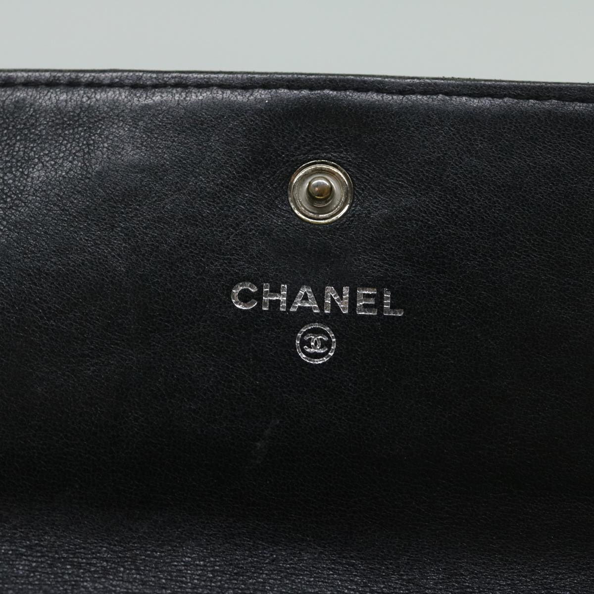 CHANEL Long Wallet Caviar Skin Black CC Auth 69134