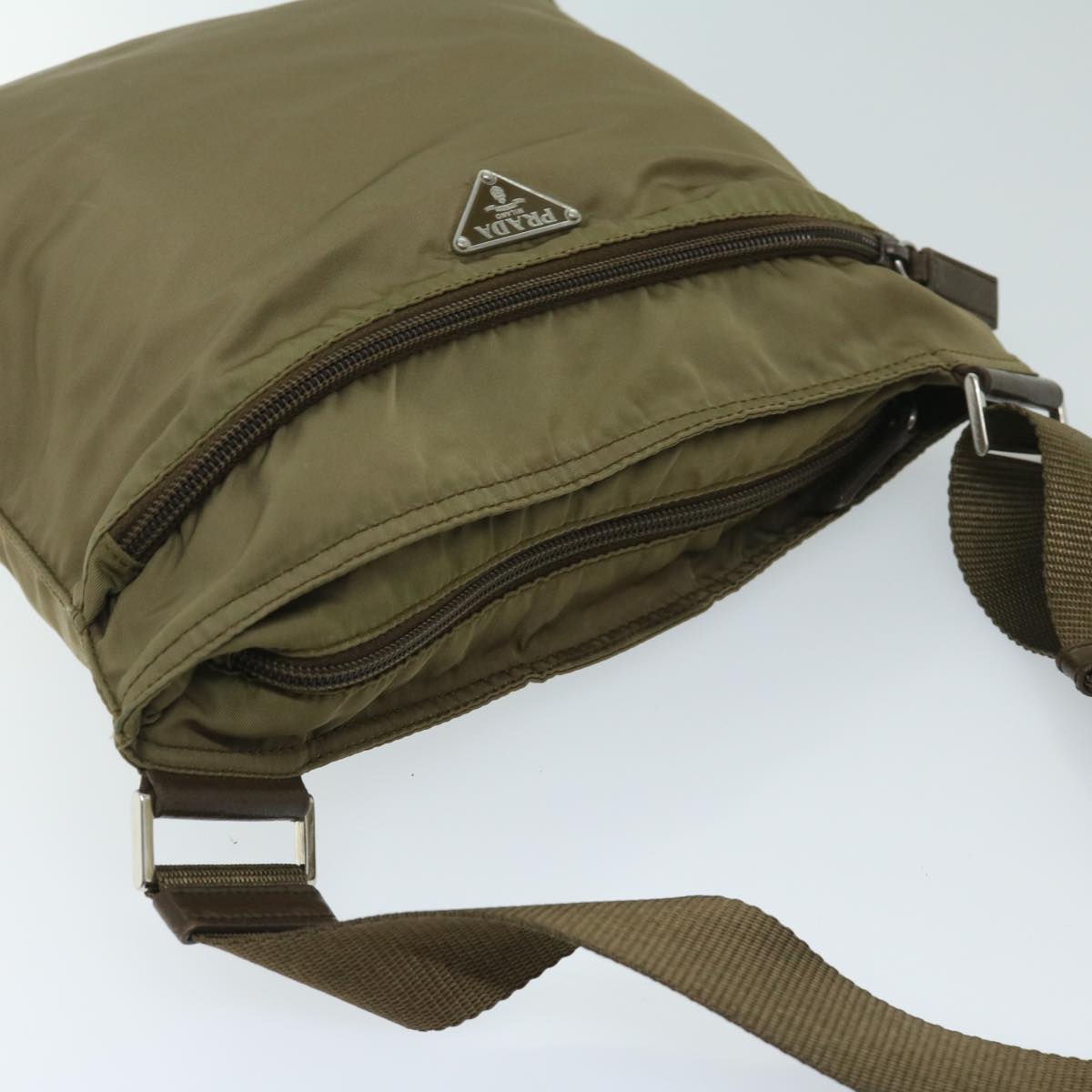 PRADA Shoulder Bag Nylon Khaki Auth 69137