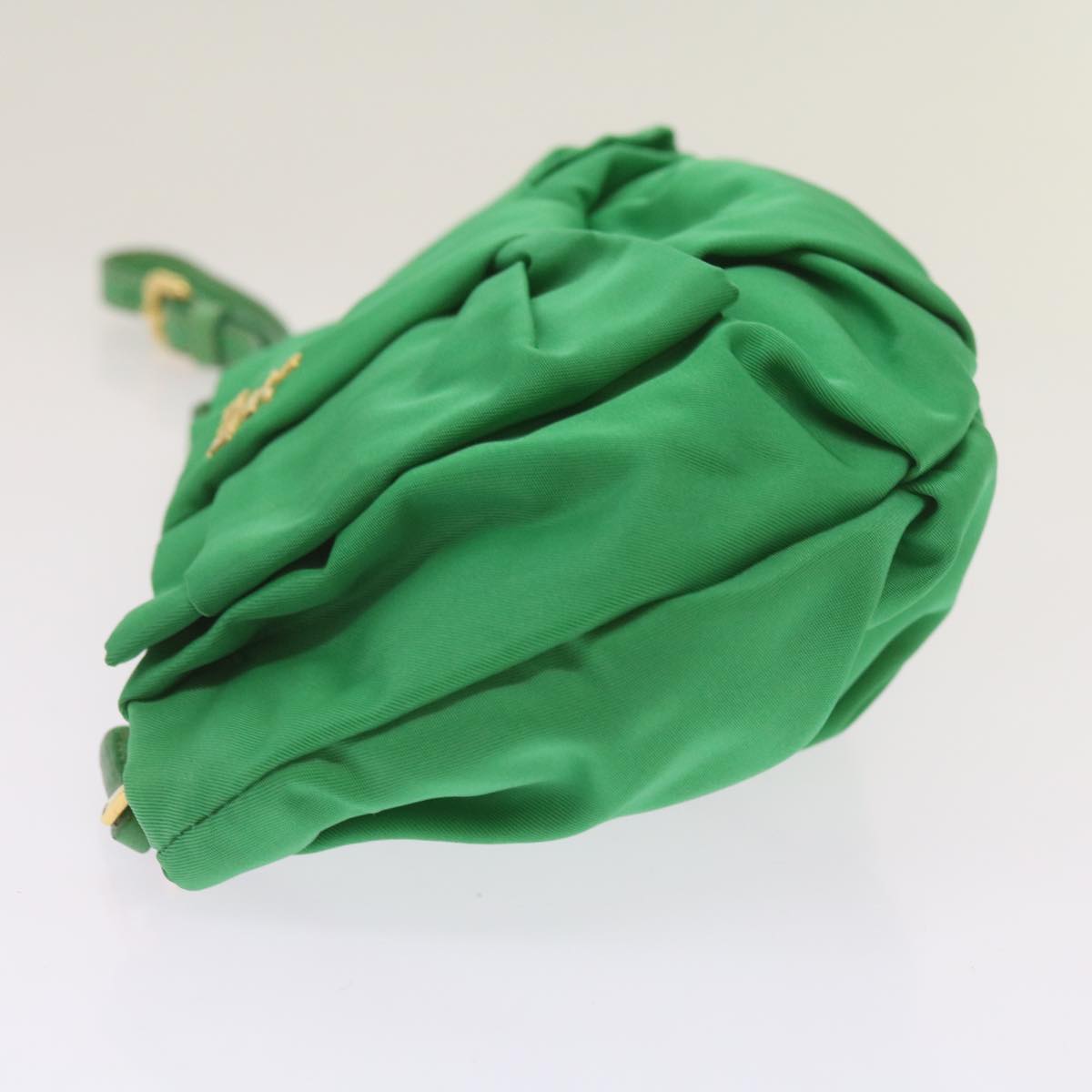 PRADA Ribbon Pouch Nylon Green Auth 69142