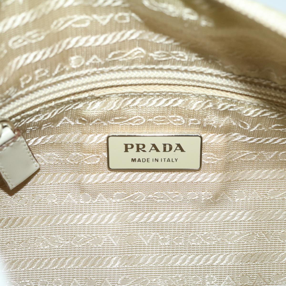 PRADA Shoulder Bag Nylon Beige Auth 69153