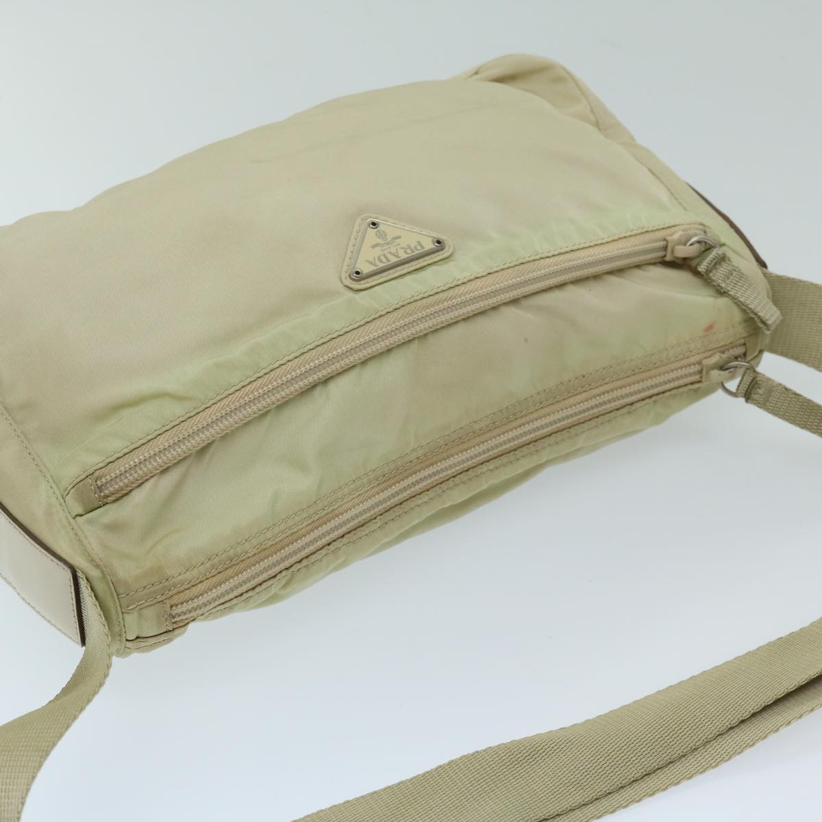 PRADA Shoulder Bag Nylon Beige Auth 69153