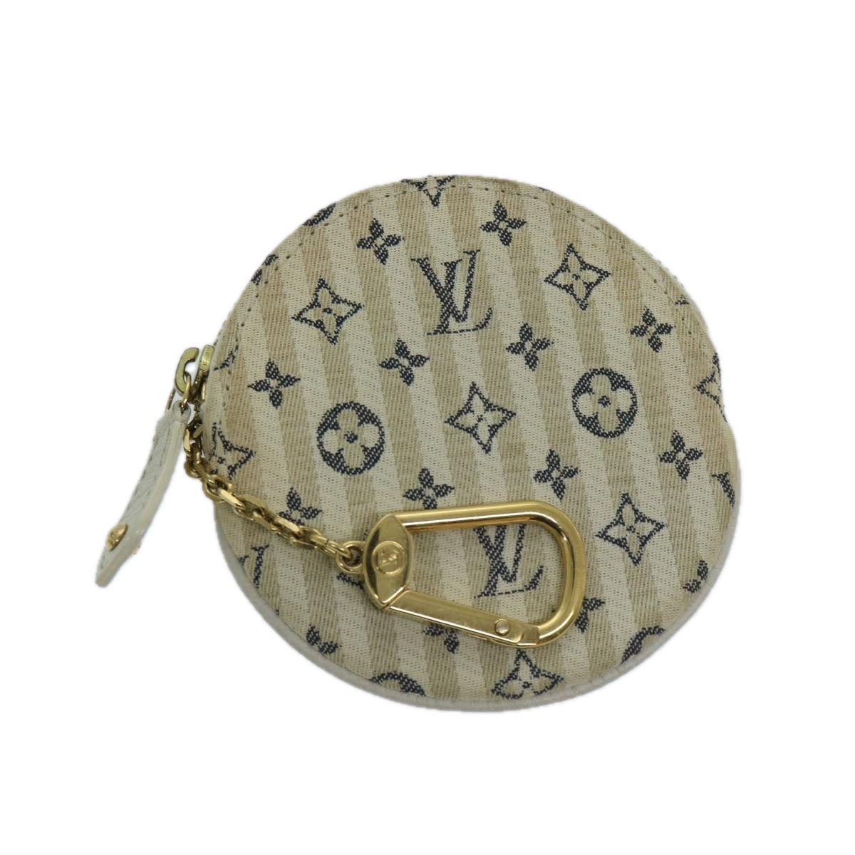 LOUIS VUITTON Mini Lin Croisette Porte Monnaie Round Blue M95498 LV Auth 69179