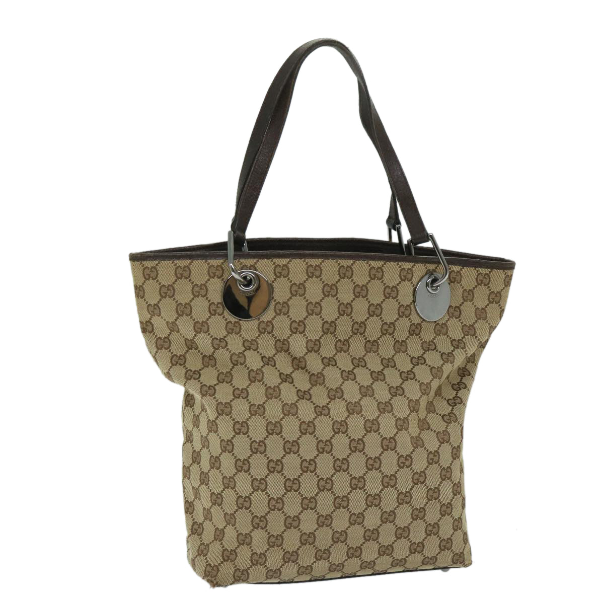 GUCCI GG Canvas Shoulder Bag Beige 120836 Auth 69198