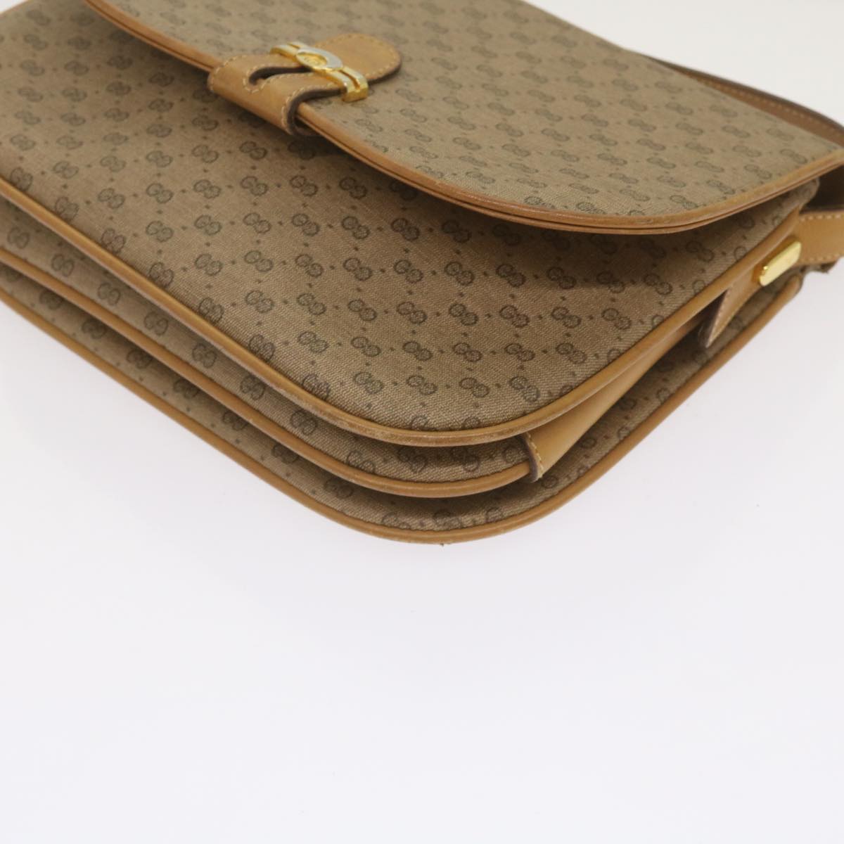 GUCCI Micro GG Supreme Shoulder Bag PVC Beige Auth 69206