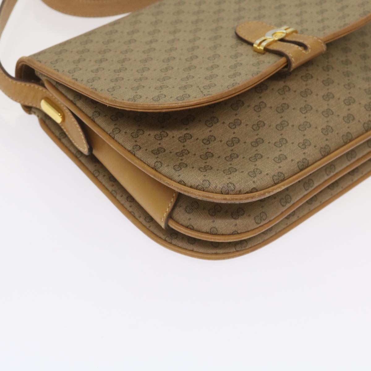 GUCCI Micro GG Supreme Shoulder Bag PVC Beige Auth 69206