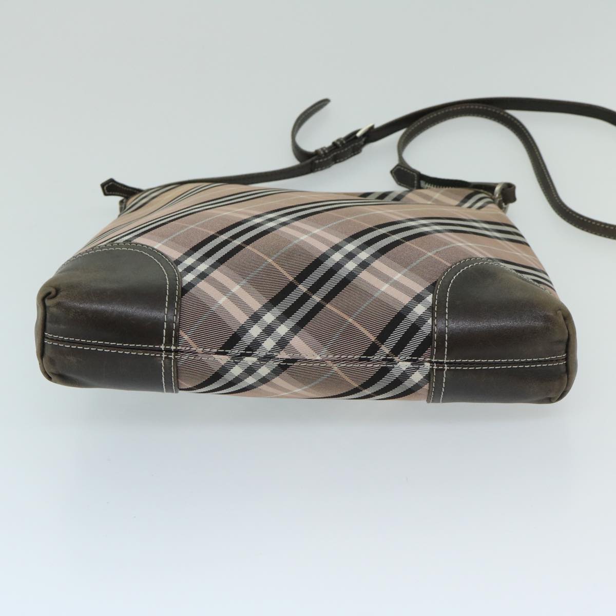 BURBERRY Nova Check Blue Label Shoulder Bag Canvas Pink Brown Auth 69207