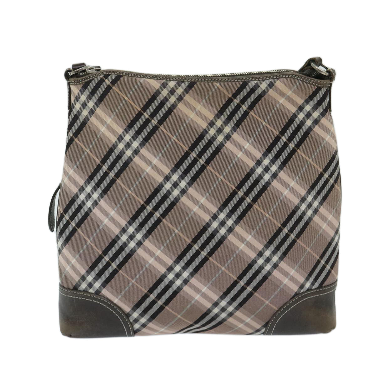 BURBERRY Nova Check Blue Label Shoulder Bag Canvas Pink Brown Auth 69207 - 0