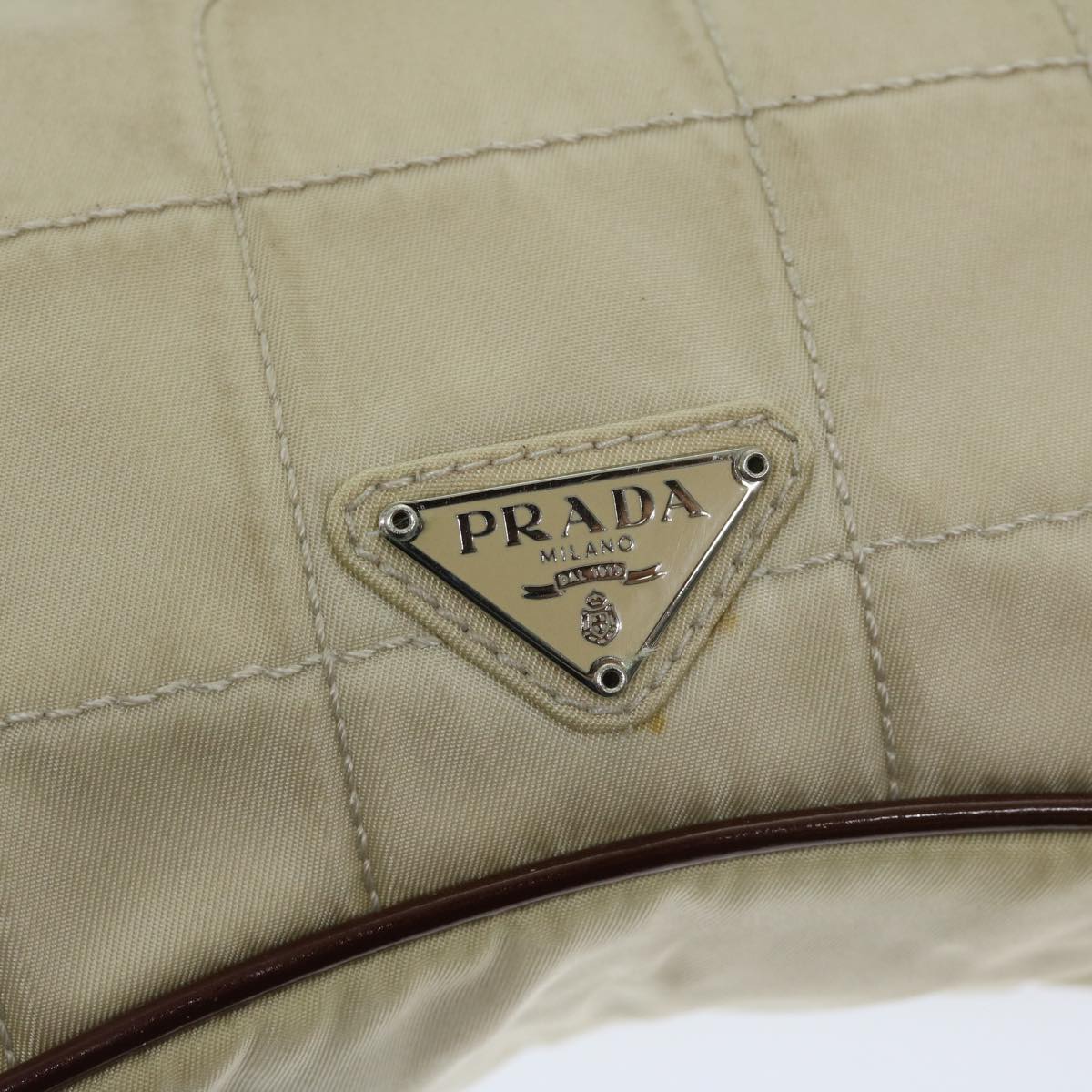 PRADA Shoulder Bag Nylon Beige Auth 69212
