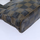 FENDI Pecan Canvas Hand Bag 2way Brown Black Auth 69215-16