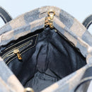 FENDI Pecan Canvas Hand Bag 2way Brown Black Auth 69215-17