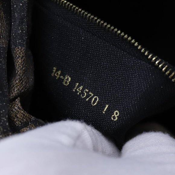 FENDI Pecan Canvas Hand Bag 2way Brown Black Auth 69215