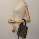 FENDI Pecan Canvas Hand Bag 2way Brown Black Auth 69215-22