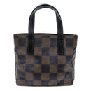 FENDI Pecan Canvas Hand Bag 2way Brown Black Auth 69215-2