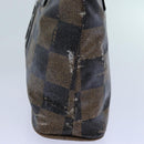 FENDI Pecan Canvas Hand Bag 2way Brown Black Auth 69215-4