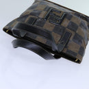 FENDI Pecan Canvas Hand Bag 2way Brown Black Auth 69215-7