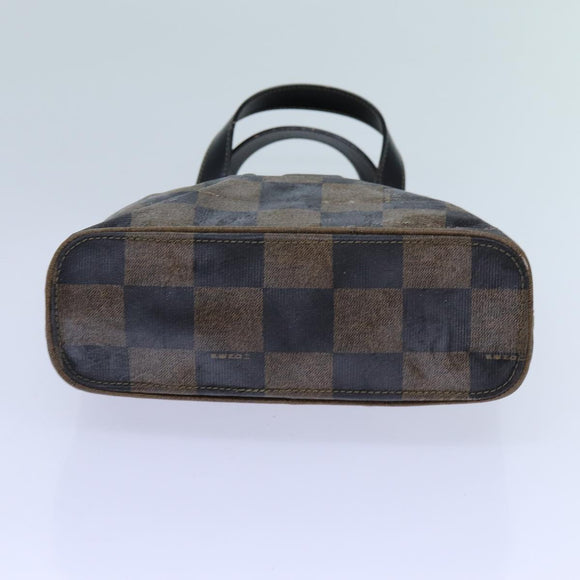 FENDI Pecan Canvas Hand Bag 2way Brown Black Auth 69215