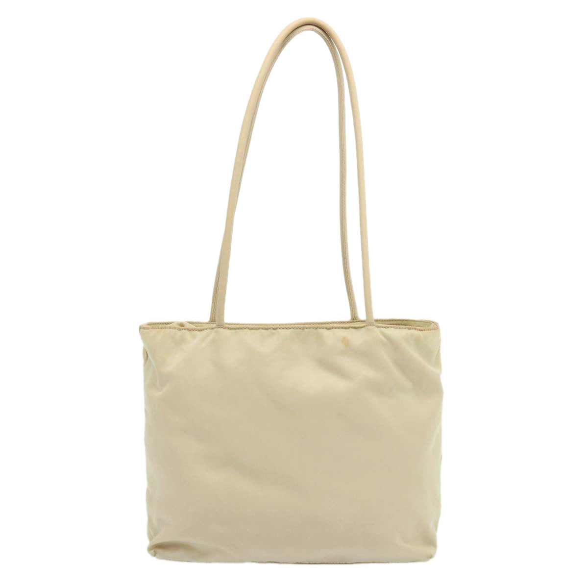 PRADA Tote Bag Nylon Cream Auth 69235 - 0