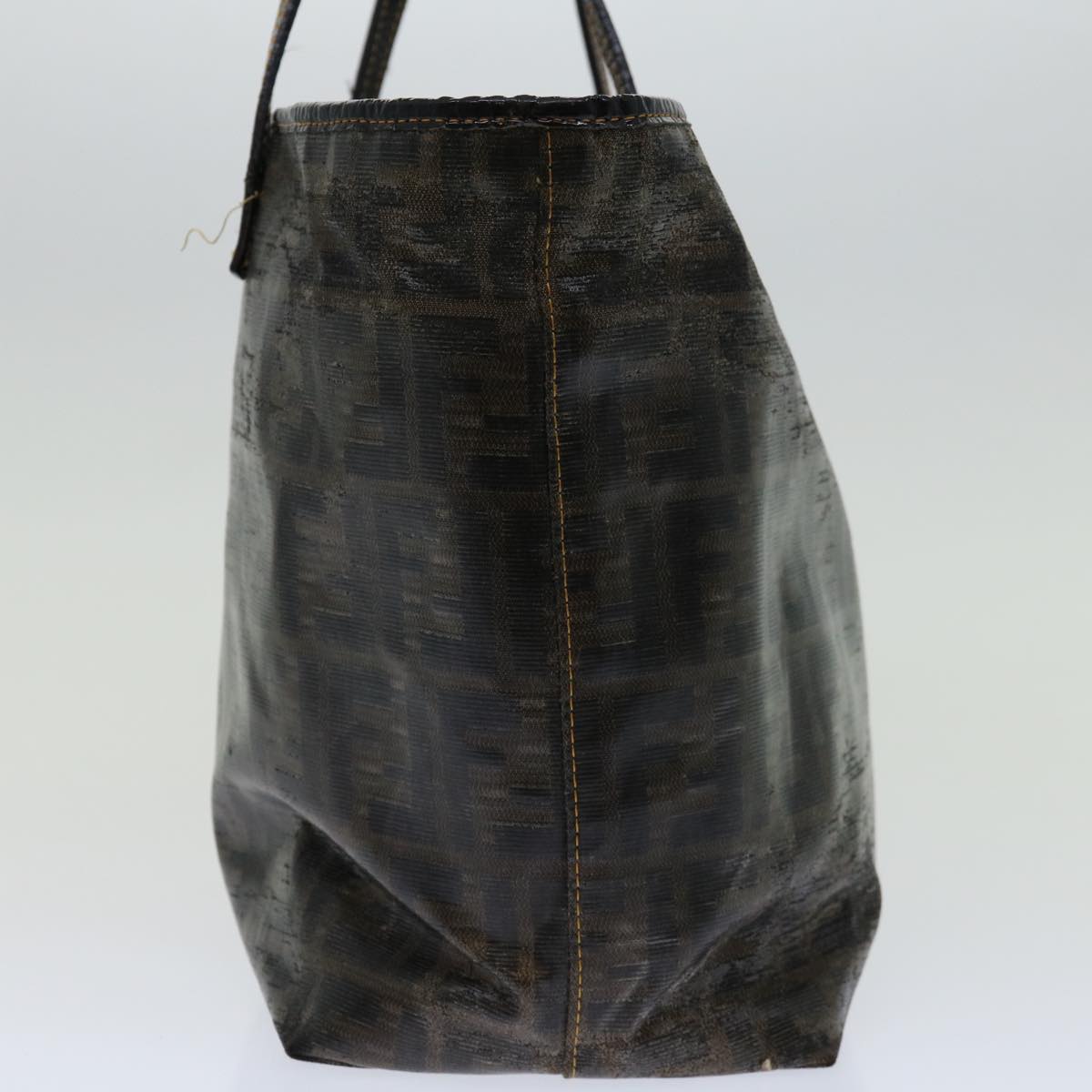 FENDI Zucca Canvas Tote Bag Black Brown Auth 69237 - 0