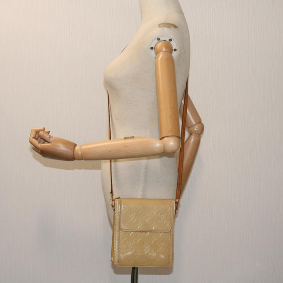 LOUIS VUITTON Monogram Vernis Motto Accessory Pouch Beige M91136 LV Auth 69248