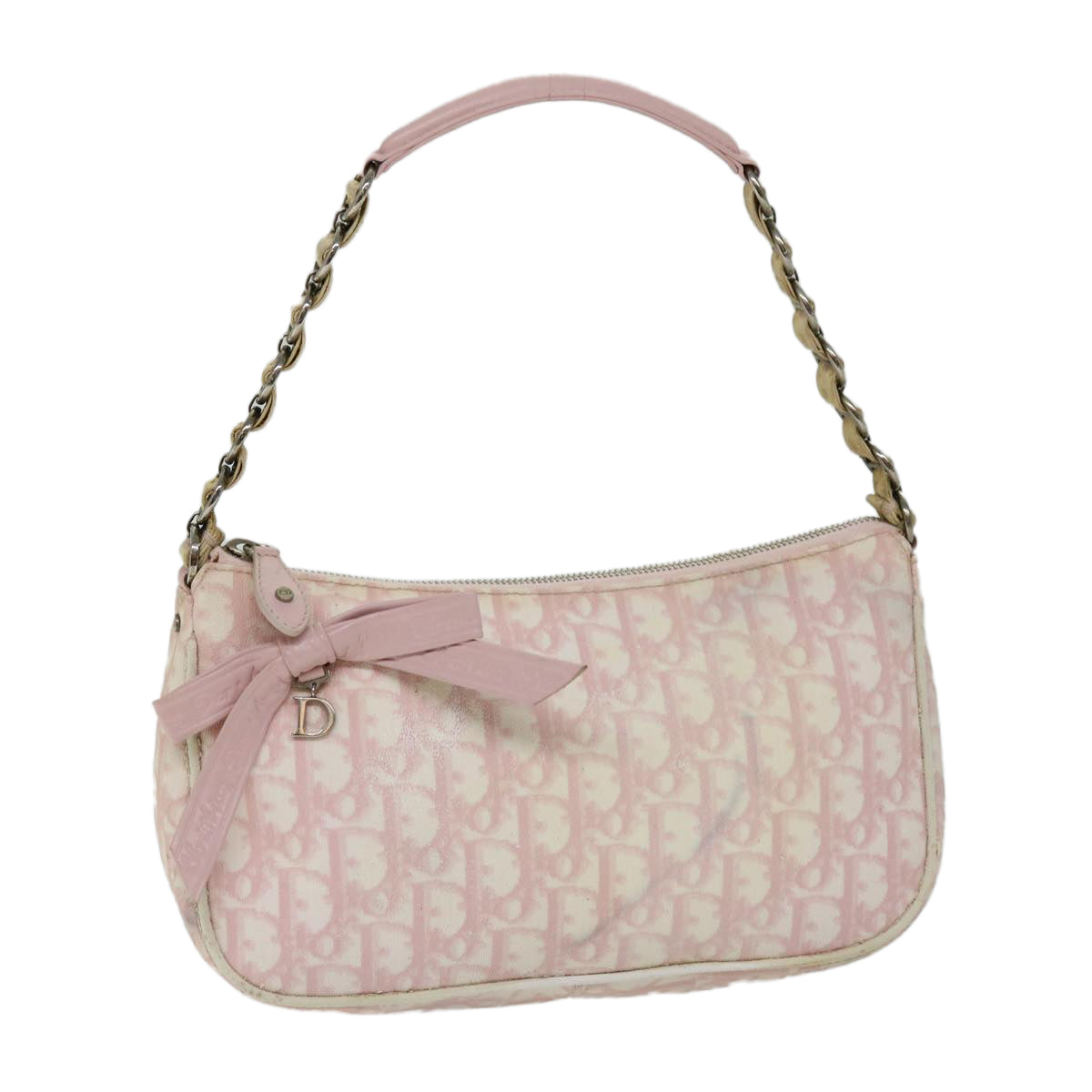 Christian Dior Romantic Shoulder Bag PVC Pink White Auth 69252