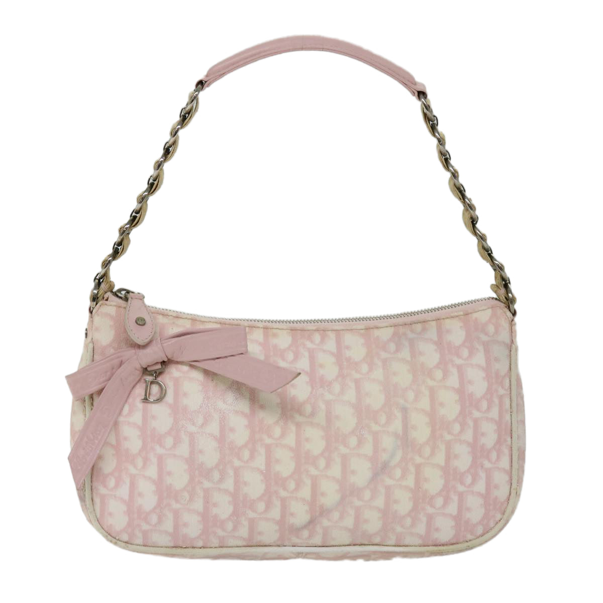 Christian Dior Romantic Shoulder Bag PVC Pink White Auth 69252 - 0