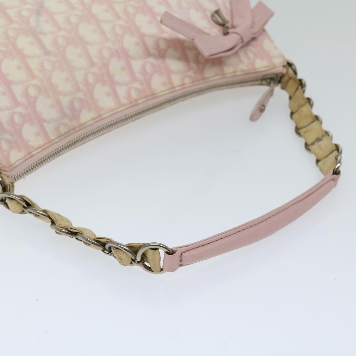 Christian Dior Romantic Shoulder Bag PVC Pink White Auth 69252